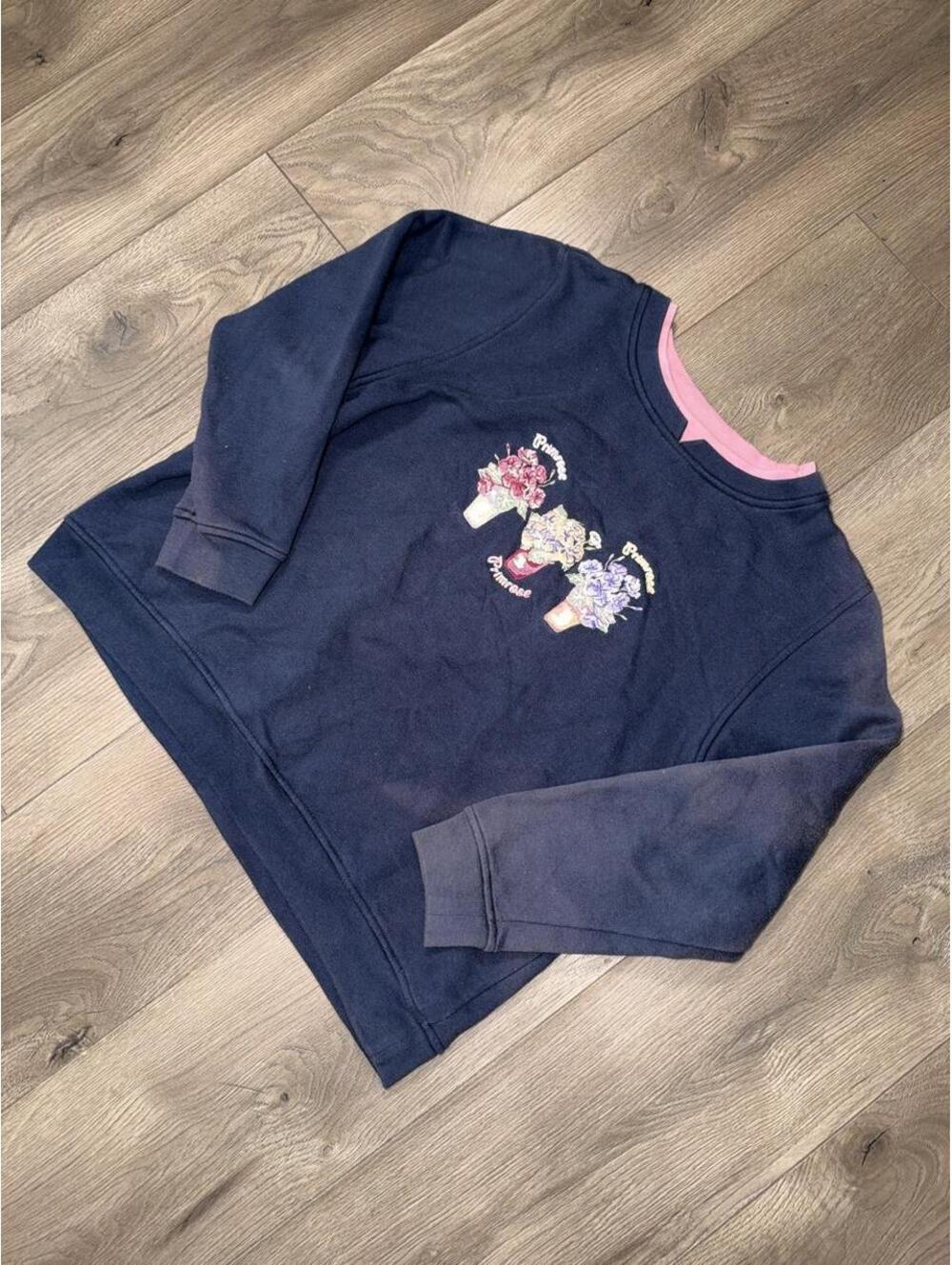 90s Vintage Double Collar Floral Crewneck